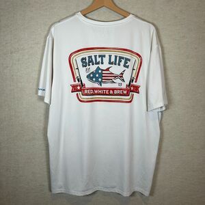 Salt Life Brewing Co Pocket Shirt Mens XL White Fishing Beer Graphic Tee USA